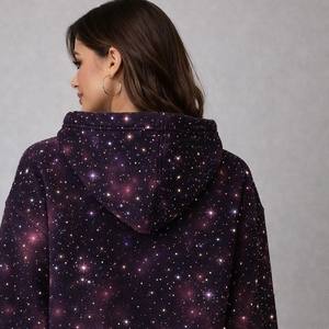 Sudadera con capucha de punto lavada con pedrería integral personalizada, estilo moderno, con estampado cosmético sublimado, tipo crop top, con pedrería, USA - Product Image 3