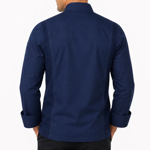 เสื้อเชฟสีพื้นสำหรับผู้ชาย รุ่นใหม่ ผ้าคอตตอน ปรับแต่งได้ เหมาะสำหรับโรงแรมและร้านอาหาร แขนสั้น สำหรับทำอาหาร - Product Image 6