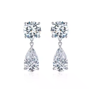 Pendientes colgantes de diamantes cultivados en laboratorio de calidad premium con acabado en oro blanco, joyería fina elegante disponible a un precio competitivo. - Product Image 6