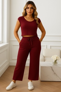 New Collection Sleeveless Women's <b>Maroon</b> Co-ord Set for Party and Casual Wear Available at Affordable Price Co-ord Sets - Product Image 4