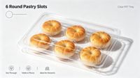 Barquettes en plastique PET jetables transparentes à 6 cavités avec couvercle à clipser pour pâtisseries, gâteaux de lune, mini-tartes, cupcakes et plats à emporter