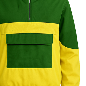 Veste coupe-vent de haute qualité pour femmes, contrastée jaune et verte, avec broderie de lettres grecques, capuche et logo personnalisé. - Product Image 2