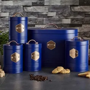 Airtight Metal Kitchen <b>Canister</b> Set with Locking Lids for <b>Sugar</b> Flour Coffee <b>Tea</b> <b>and</b> Dry Food Storage Stylish Design - Product Image 5