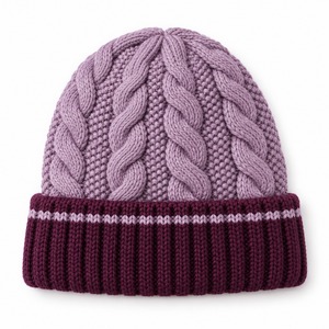 Gorro de Punto de Invierno para Hombre y Mujer, Tejido de Cable, con Puño Plegado, Dos Tonos, Elástico, Casual, para Exteriores - Product Image 1