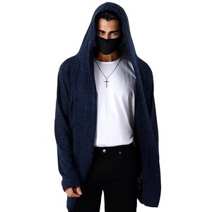 Cardigan à capuche en tricot uni pour homme, manches longues, décontracté, ouvert sur le devant, pull d'automne - Product Image 1