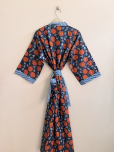Bata Kimono Floral de Algodón de Manga Larga, Bata de Baño Estampada de Longitud Completa para Mujer, Ropa de Dormir Informal de Tela Suave Tejida para Verano - Product Image 3