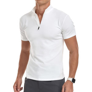 Camiseta de Hombre con Cierre de Cremallera de Diseño Único, Ligera, de Secado Rápido, Suave, 100% Poliéster, Transpirable, Informal, Lisa - Product Image 1