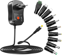Alimentation universelle AC-DC 41W 6V-24V 1.5A avec port USB 5V 1A et 10 prises DC pour appareils électroniques tels que les moniteurs, les routeurs