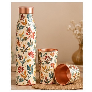 Heritage Paisley Copper <b>Water</b> <b>Bottle</b> Set with Paisley Design Portable Travel <b>Thermos</b> for Outdoor Use - Product Image 3