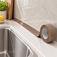 Bande d'étanchéité en PVC marron pour comptoir, 50 mm x 3,5 m, bande de calfeutrage pour évier de cuisine et salle de bain
