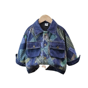 Abrigos de Mezclilla para Adolescentes, Chaquetas Casuales con Estampado para Niños, Ropa para Bebés, Prendas Superiores, Moda Infantil, Ropa Exterior Moderna - Product Image 1