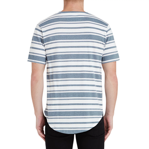 Camiseta de algodón a rayas de manga corta personalizable de alta calidad para hombre, ropa informal, camiseta de algodón de primera calidad para hombre - Product Image 4