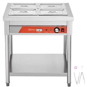 Calentador de Alimentos Comercial Profesional de 4 Compartimentos, 1500W, Mesa de Vapor Eléctrica, Equipo de Mantenimiento de Temperatura para Buffet y Catering, 4 X - Product Image 5