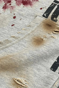 Unisex Hooded Zipper Sweatshirt Oversized French Terry Print Casual Autumn Style with Blood Splatter Design - Product Image 5
