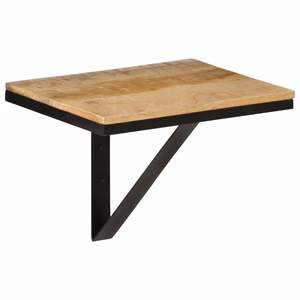 Estante de Pared de Madera de Mango Sólida y Hierro Negro, Estantes de Exhibición Medianos de Madera Natural y Hierro - Product Image 1