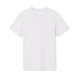T-shirt blanc à manches courtes et col rond pour homme, coupe oversize, couleur unie, en mélange de coton super peigné, respirant, tricot jersey uni - Product Image 1