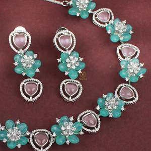 Riley Fusion Gold Plated Zirconia Bridal Necklace and Earring Set - Product Image 2