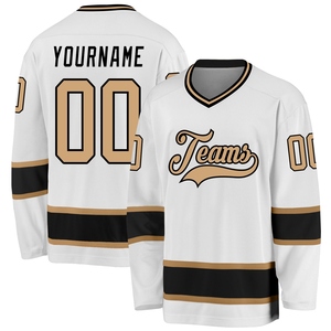 Maillot de hockey blanc et or-ancien/noir personnalisé de qualité supérieure, le plus vendu en gros, directement de l'industrie - Product Image 1