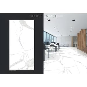 Dalles en pierre frittée 1200x2400mm Statuario Carbon Luxe Moderne pour Sol et Mur Intérieur Brillant Chambre Extérieur - Product Image 1