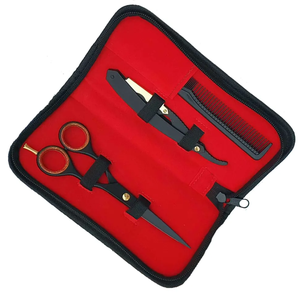Kit de coiffure professionnel en acier inoxydable poli miroir avec ciseaux à effiler, ciseaux de coiffure et rasoir, avec peigne, en vente - Product Image 3