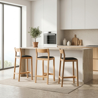 Tabouret de bar de haute qualité, design scandinave moderne, structure en teck massif, siège rembourré, pour bar à domicile, Oscar