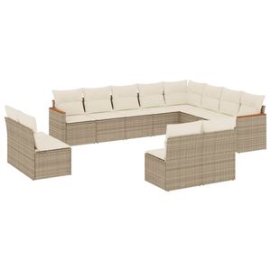 Grand ensemble de canapés de jardin en rotin PE beige avec structure en acier thermolaqué – Mobilier d'extérieur haut de gamme - Product Image 2