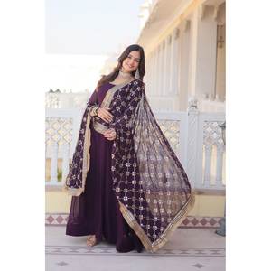WAINE COLOUR READYMADE ALIA CUT ROBE avec DUPATTA SET-KKA-1070 Ensembles pour femmes - Product Image 5