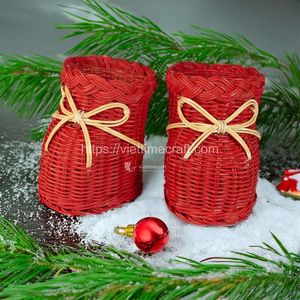Cesta Decorativa de Mimbre con Forma de Bota de Santa, Cesta de Ratán Tejida a Mano para Regalos Navideños, Venta al por Mayor en Vietnam - Product Image 2
