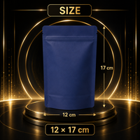 Sacs Doypack Bleus Mats 12x17cm en Gros avec Fermeture Zip Refermable, Sachets Autoportants en Plastique pour Emballage Alimentaire avec Logo Personnalisé