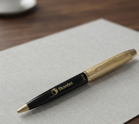 Tendance Uniflow stylo à bille roulante noir mat corps bouton de presse 0.5mm largeur d'écriture métal pour fournitures de bureau scolaire couleur bleue