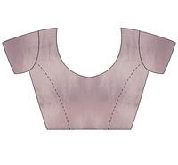 Sari d'automne KV pour femme en papier de soie gris, orné, réversible, infroissable, à séchage rapide, avec chemisier non cousu