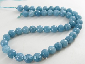 Cuentas de piedra natural de Aguamarina azul, espaciador redondo de 8MM, collar de pulsera de 15 pulgadas con piedra suelta tratada con bola lisa - Product Image 3
