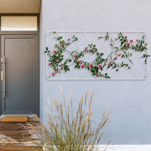 MyGift Best Seller Treillis mural extérieur en métal blanc 50x24 pouces pour plantes grimpantes, support pour décoration de jardin rustique, plante artificielle haut de gamme - Product Image 6
