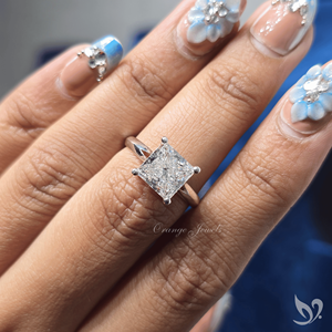 Bague de fiançailles et de mariage solitaire en or massif 10K, avec diamant de laboratoire taille princesse audacieuse à tige fendue, 3 carats, certifiée IGI, tendance - Product Image 5
