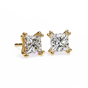 Clásicos pendientes de oro de 18 quilates con 8 puntas, corte princesa, diamantes cultivados en laboratorio de 1.5 ct cada uno, certificados por IGI, ideales para regalo, fiestas y aniversarios. - Product Image 1