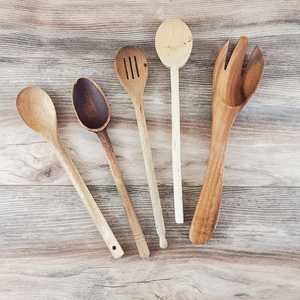 Juego de Cucharas de Madera Hechas a Mano, Utensilios de Cocina Rústicos Naturales, Duraderos y Artesanales para Uso Doméstico - Product Image 5
