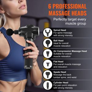 Pistolet de massage des tissus profonds avec 9 niveaux de vitesse et 6 têtes de massage, batteries 24V 2500mAh, masseur musculaire à percussion pour athlètes - Product Image 4