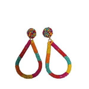 Hermosos pendientes y joyas para las orejas con diseño de pookie, en colores rojo y blanco, con cuentas de semillas, para niñas, de la India. - Product Image 3