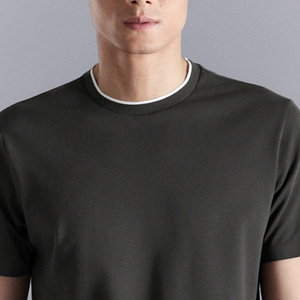 T-shirt à col rond pour homme, coupe confortable au quotidien, couleur unie, avec logo personnalisable, design élégant à prix abordable 2026 - Product Image 2