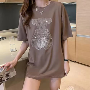 เสื้อยืดแขนสั้นลำลองคุณภาพสูงสำหรับผู้หญิง ผ้าถักกันเป็นขุย แฟชั่นสำหรับผู้หญิง สวมใส่กลางแจ้งได้ - Product Image 4