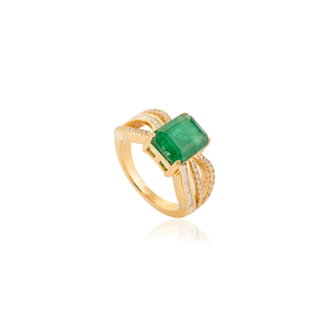 แหวนทองคำขาว 18K ประดับมรกตและเพชรสไตล์อาร์ตเดโค - Product Image 4