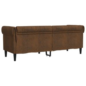 Canapé Chesterfield en tissu marron 100% polyester avec contreplaqué et bois massif pour salon - Product Image 6