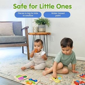 Kidology Juego de rompecabezas de madera - Paquete de 6 juguetes Montessori con forma de animales para niños, juego educativo preescolar para aprendizaje temprano - Product Image 3