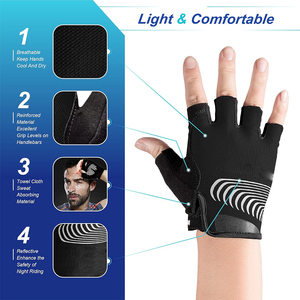 Gants de cyclisme respirants, gants de vélo absorbant les chocs avec coussinets en gel de silicone léger, gants de vélo antidérapants pour hommes et femmes - Product Image 4