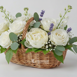 <b>Small</b> Flower Rattan <b>Basket</b> with Handle for Storage and Serving - Product Image 5