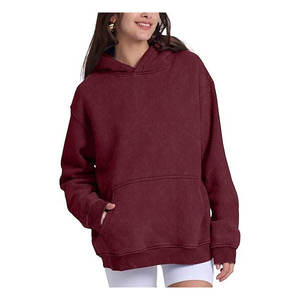 Custom <b>Polyester</b> Cotton Acid Washed Oversized Vintage Heavy Weight <b>Hoodie</b> Pullover Unisex Streetwear with Pocket Winter Stone - Product Image 2