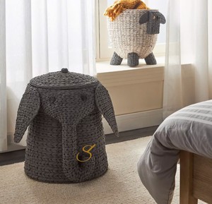 Cesta de Jacinto de Agua con Forma de Elefante, con Tapa Extraíble, Gris Oscuro, Organizador Decorativo Tejido para Juguetes - Product Image 3