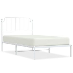 Cadre de lit double en acier blanc thermolaqué, lit en métal rectangulaire - Product Image 2