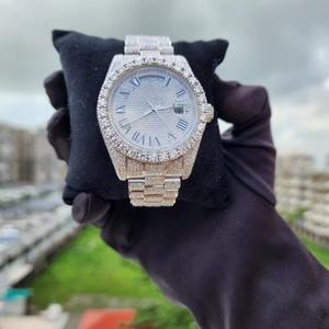 Montre pour homme en acier inoxydable, style automatique de luxe, entièrement sertie de diamants Moissanite VVS1, en gros - Product Image 4