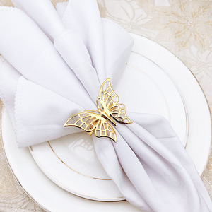 Anillo decorativo para servilletas de acero inoxidable con diseño de MARIPOSA para bodas, anillo para servilletas de mesa para restaurantes de alta gama - Product Image 6